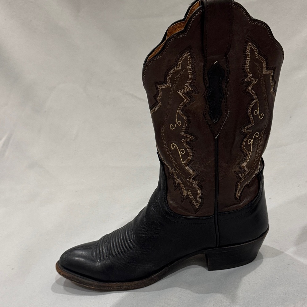 Lucchese 2000 Series M-8C / W-10 Black Brown Leather Western Cowboy Boots - Picture 5 of 8